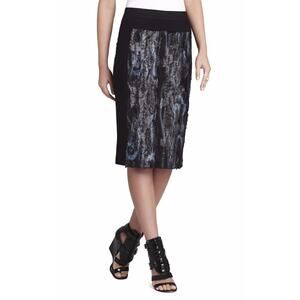 BCBGMaxazria NWT Ines Black & Brown Faux Fur Animal Print Midi Pencil Skirt